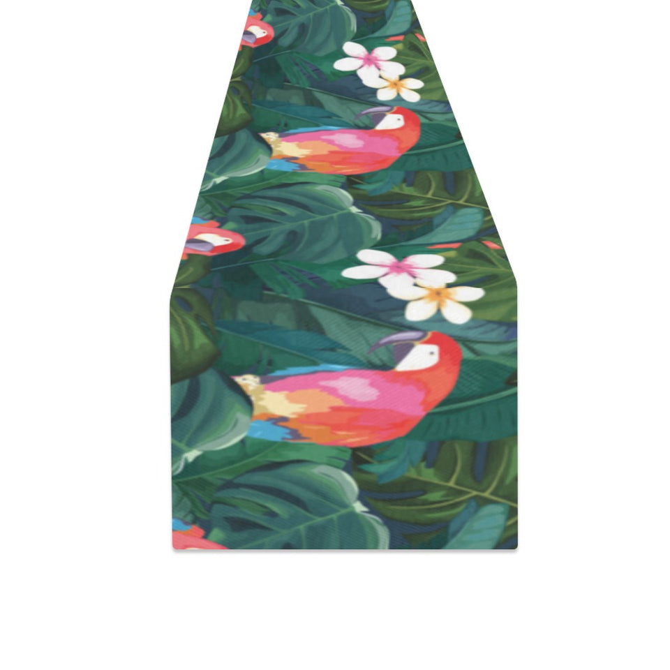 Parrot Palm tree leaves flower hibiscus pattern Table Runner
