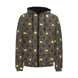 Casino Cards Suits Pattern Print Design 01 Men's Padded Hooded Jacket