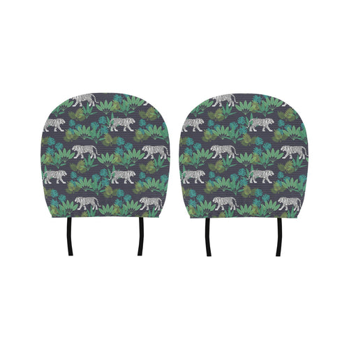 white bengal tigers tropical plant Car Headrest Cover