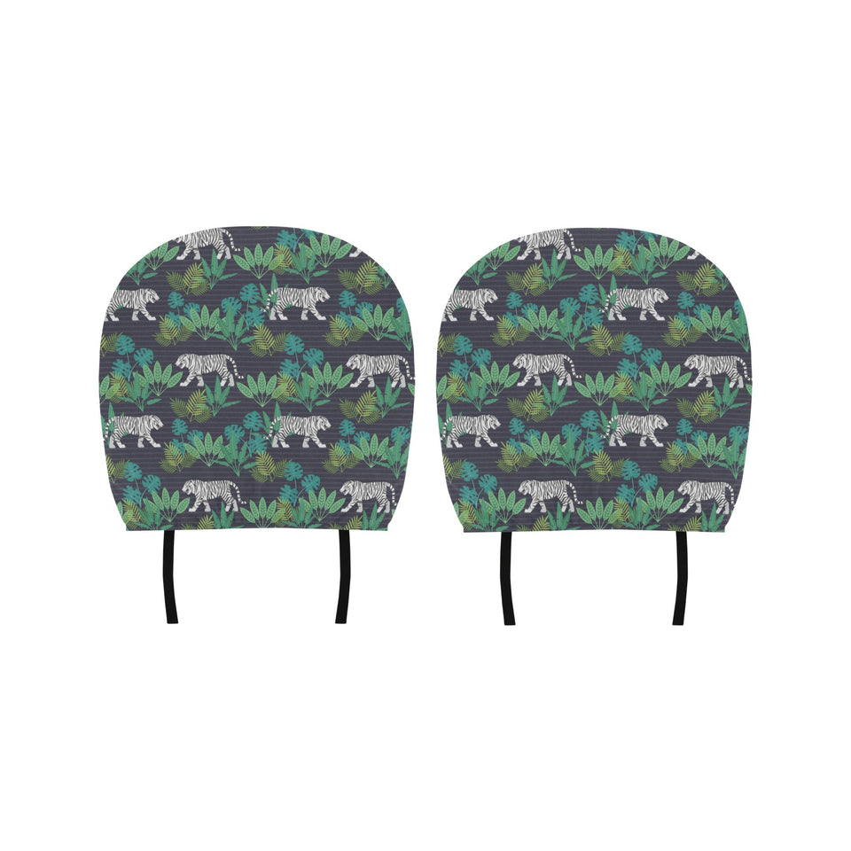 white bengal tigers tropical plant Car Headrest Cover