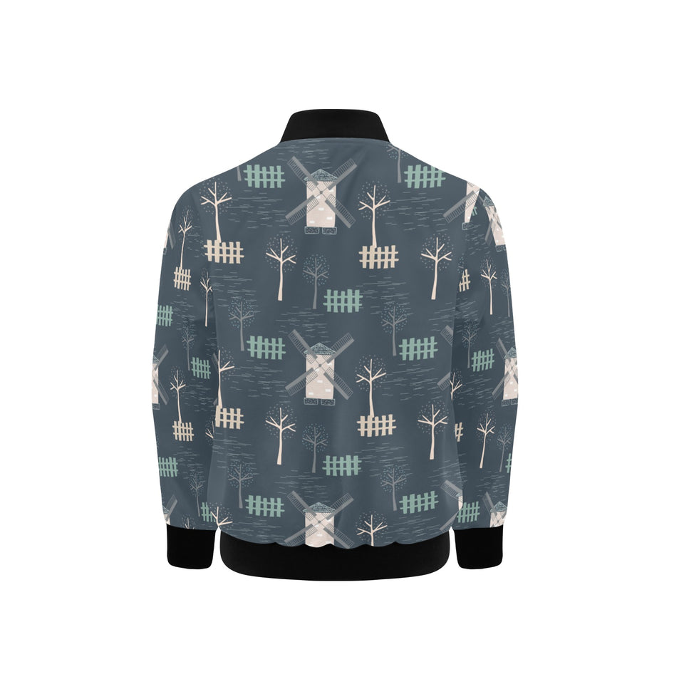 windmill tree pattern Kids' Boys' Girls' Bomber Jacket