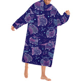 Cute owls pattern boho style ornament Blanket Robe with Sleeves