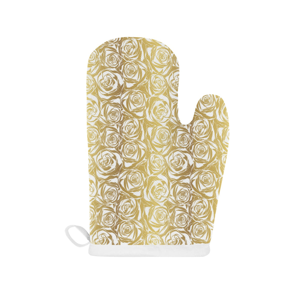 Rose Pattern Print Design 05 Heat Resistant Oven Mitts