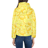 lemon pattern Women's Padded Hooded Jacket