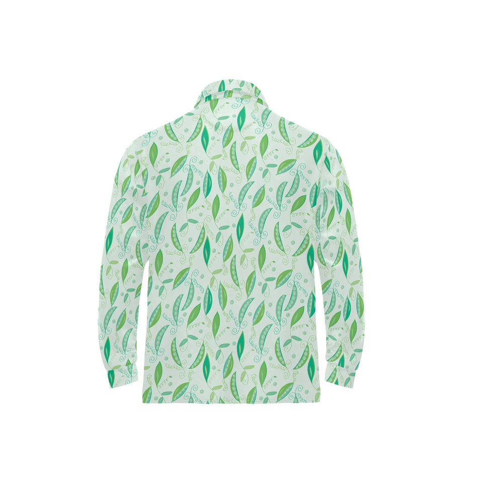 Green Peas Pattern Print Design 01 Men's Long Sleeve Polo Shirt