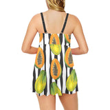 papaya design pattern Chest Sexy Pleated Two Piece Swim Dress