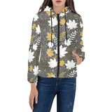 Beautiful gold autumn maple leaf pattern Women's Padded Hooded Jacket