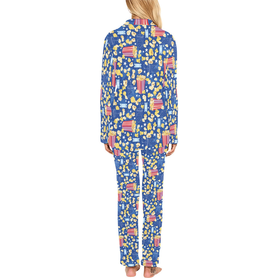 Popcorn Pattern Print Design 01 Women's Long Pajama Set