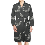 Hand drawn boomerang Australian aboriginal ornamen Men's Long Sleeve Belted Night Robe