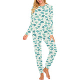 Green ginkgo leaves pattern Women's All Over Print Pajama Set