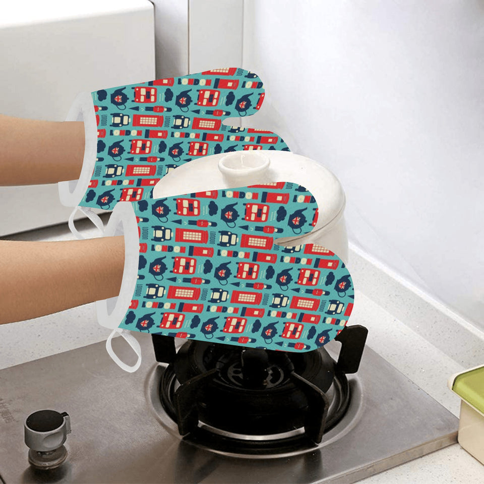 British Pattern Print Design 04 Heat Resistant Oven Mitts