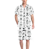 Mustache Beard Pattern Print Design 04 Men's V-Neck Short Pajama Set