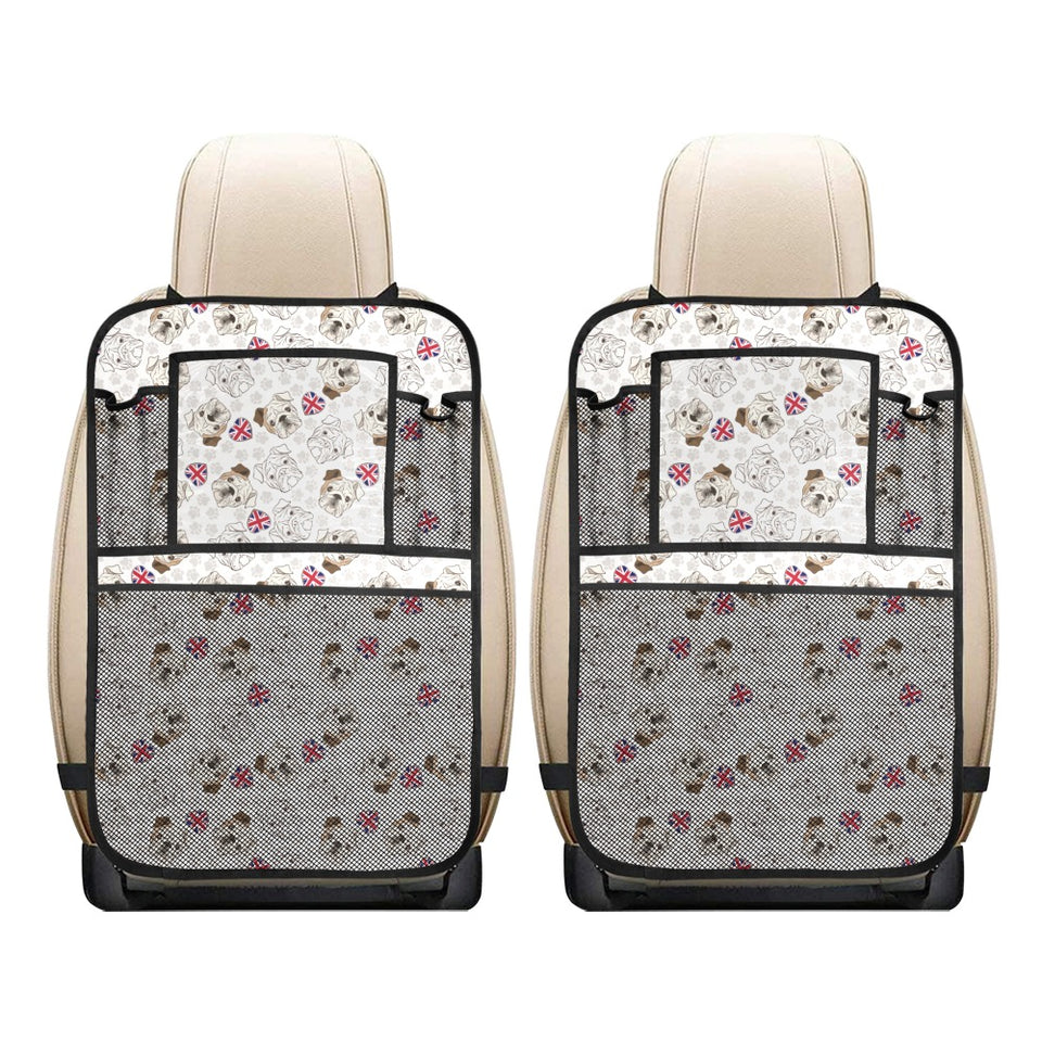 English Bulldog Pattern Print Design 01 Car Seat Back Organizer