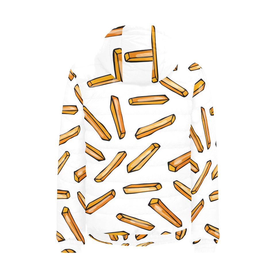 French fries potato pattern Men's Padded Hooded Jacket