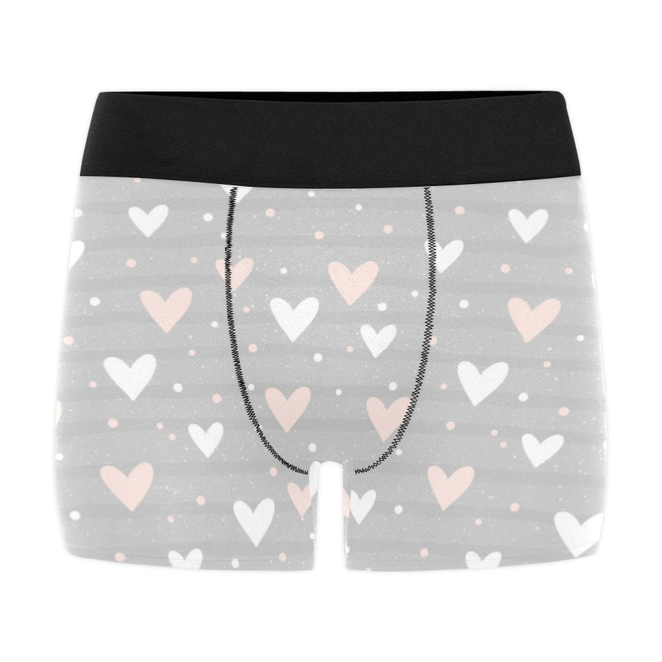 Heart pattern gray background Men's All Over Print Boxer Briefs Men's Underwear