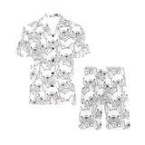 Cute french bulldog head pattern Men's V-Neck Short Pajama Set