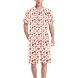 Colorful Maple Leaf pattern Men's V-Neck Short Pajama Set