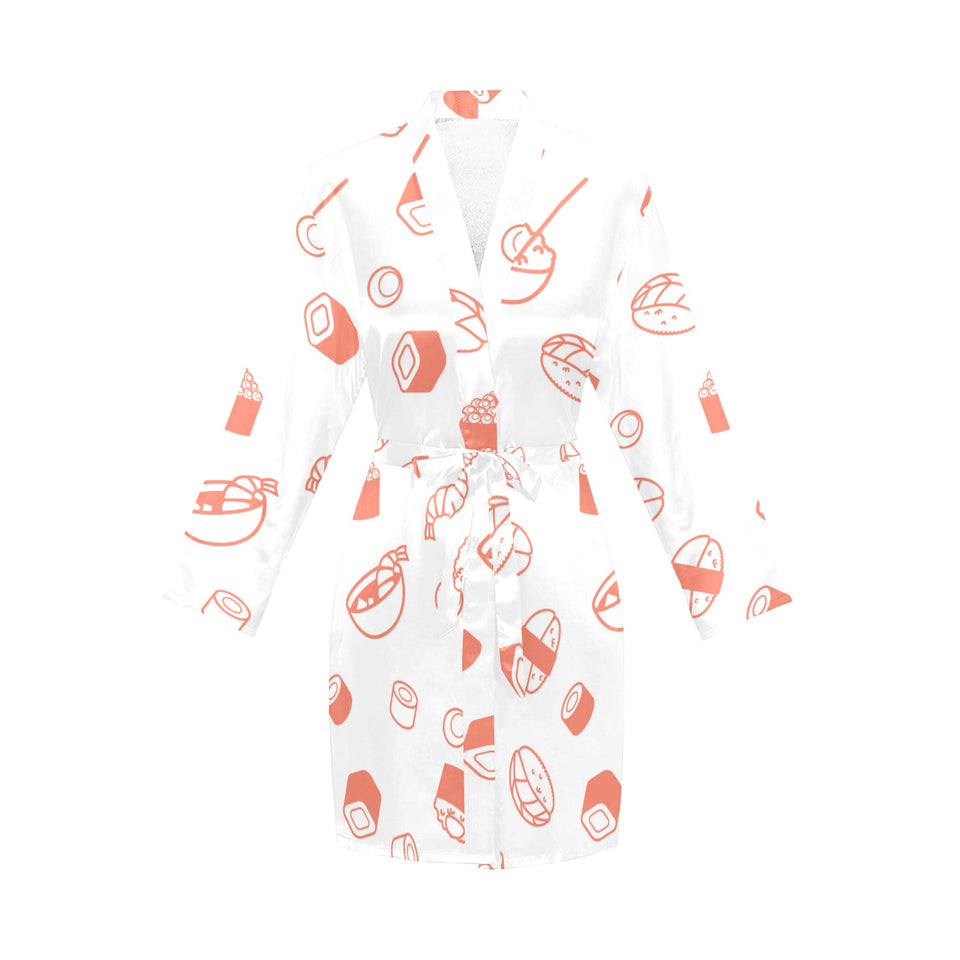 Sushi pattern Women's Long Sleeve Belted Night Robe