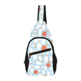 Bowling ball bowling pins blue blackground All Over Print Chest Bag