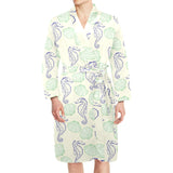 Seahorse shell pattern Men's Long Sleeve Belted Night Robe