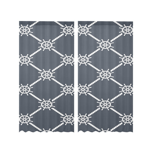 nautical steering wheel rope pattern Gauze Curtain