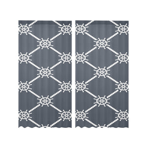 nautical steering wheel rope pattern Gauze Curtain