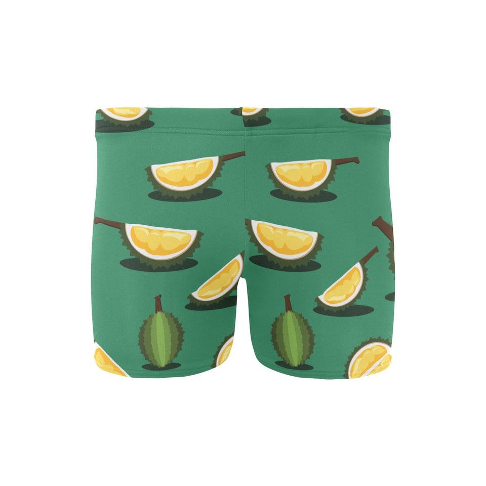 Durian pattern green background Men's Swimming Trunks