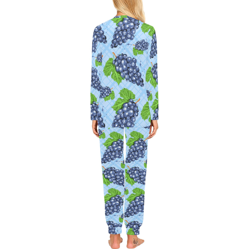 Watercolor grape pattern Women's All Over Print Pajama Set