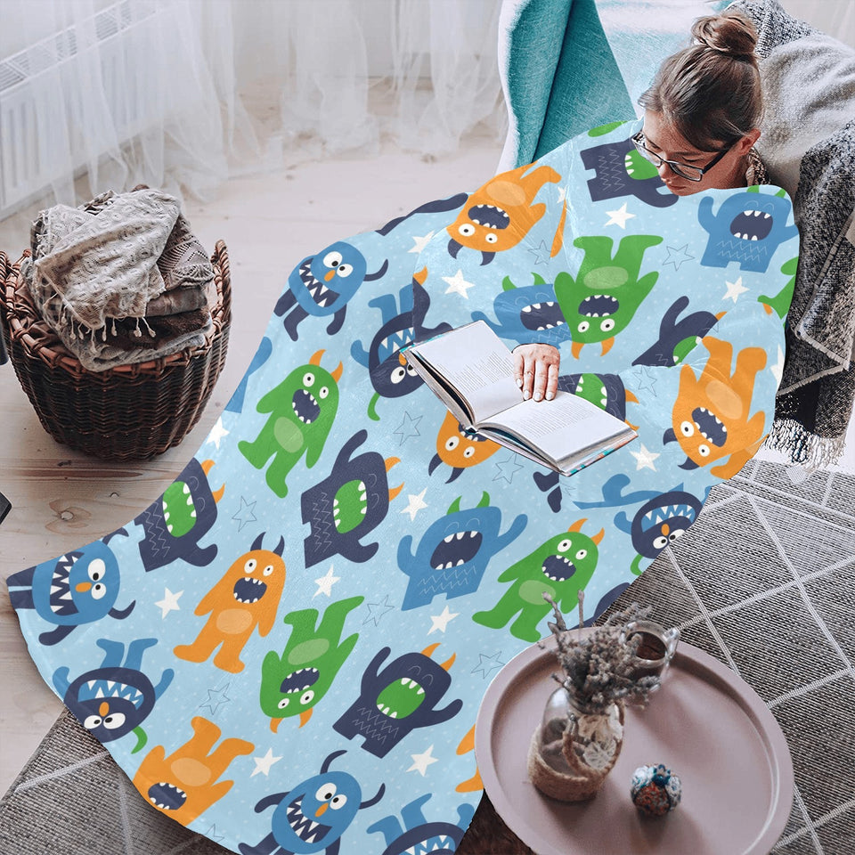 Alien Pattern Print Design 04 Blanket Robe with Sleeves