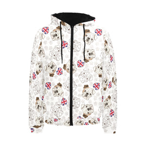 English Bulldog Pattern Print Design 01 Men's Padded Hooded Jacket