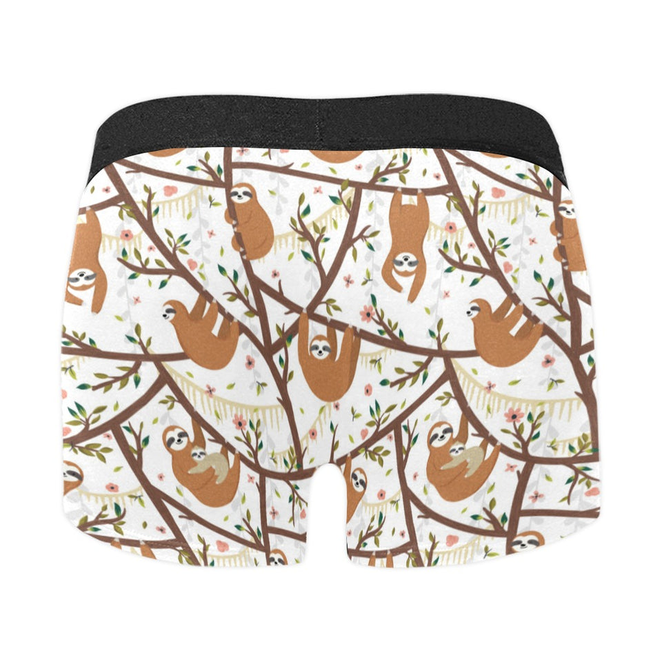 Sloths hanging on the tree pattern Men's All Over Print Boxer Briefs Men's Underwear