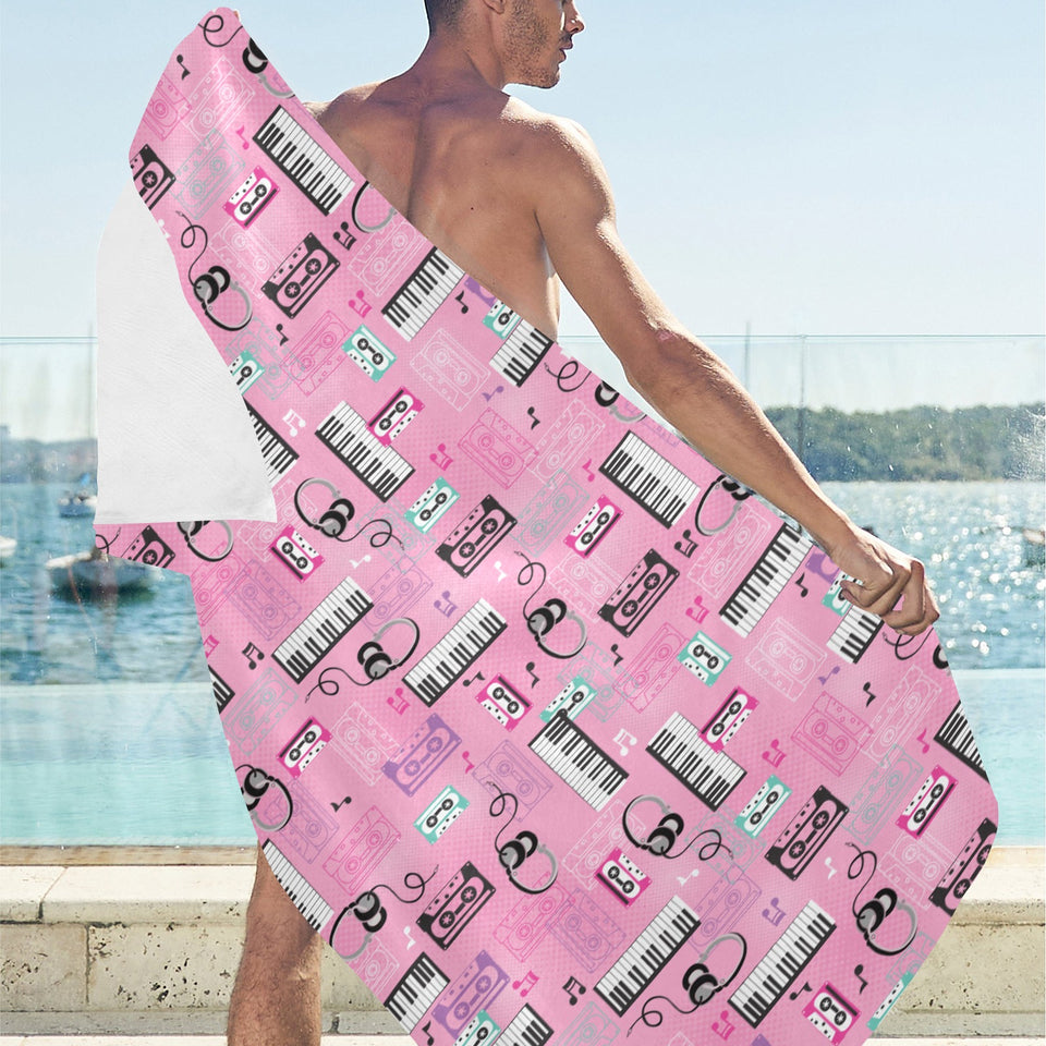 Piano Pattern Print Design 01 Beach Towel