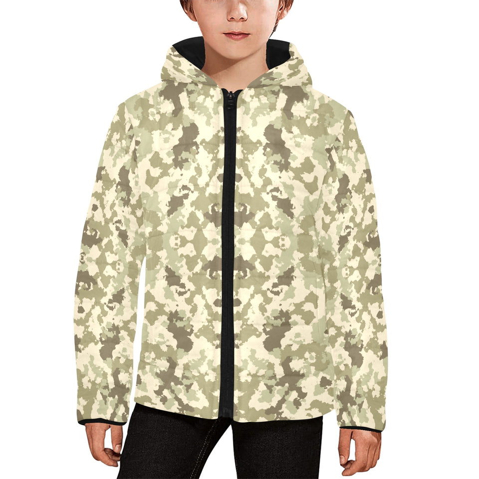 Light Green camouflage pattern Kids' Boys' Girls' Padded Hooded Jacket
