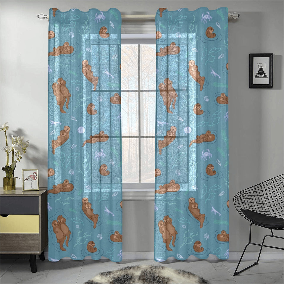 Sea otters pattern Gauze Curtain