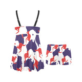 Kangaroo Australian pattern Chest Sexy Pleated Two Piece Swim Dress