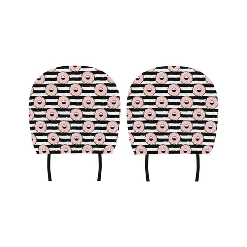 Donuts pink icing striped pattern Car Headrest Cover