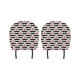 Donuts pink icing striped pattern Car Headrest Cover