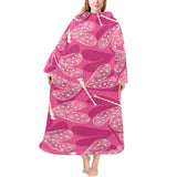 Beautiful dragonfly pink background Blanket Robe with Sleeves