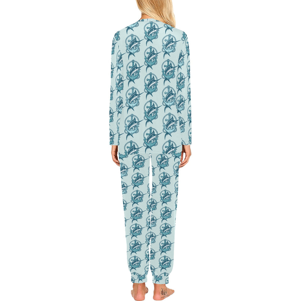 Swordfish Pattern Print Design 05 Women's All Over Print Pajama Set