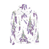 lavender flower design pattern Men's Padded Hooded Jacket