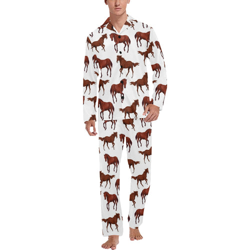 Horses running pattern background Men's Long Pajama Set