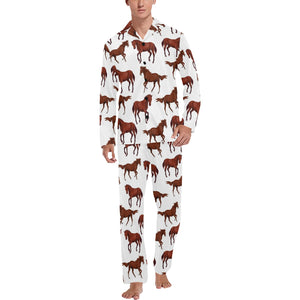 Horses running pattern background Men's Long Pajama Set