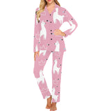 Llama Alpaca pink background Women's Long Pajama Set