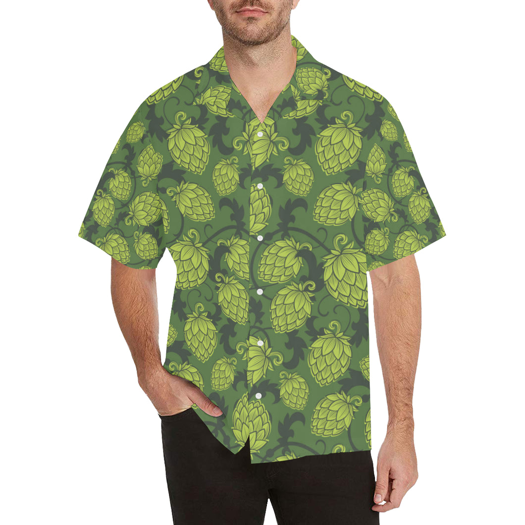 Hop pattern Hop cone background Men's All Over Print Hawaiian Shirt