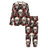 Red snake skull pattern Women's All Over Print Pajama Set