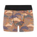 Bonsai bamboo stork japanese pattern brown theme Men's All Over Print Boxer Briefs Men's Underwear