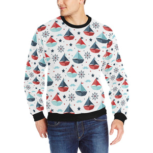 Cute color paper sailboat pattern Men's Crew Neck Sweatshirt