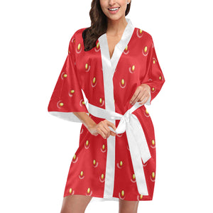 strawberry texture skin pattern Women's Short Kimono Robe