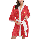 strawberry texture skin pattern Women's Short Kimono Robe