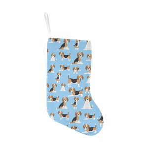Beagle dog blue background pattern Christmas Stocking